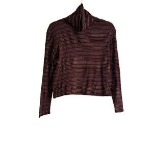 100% Cotton Striped Women's Sweater - Red and Black